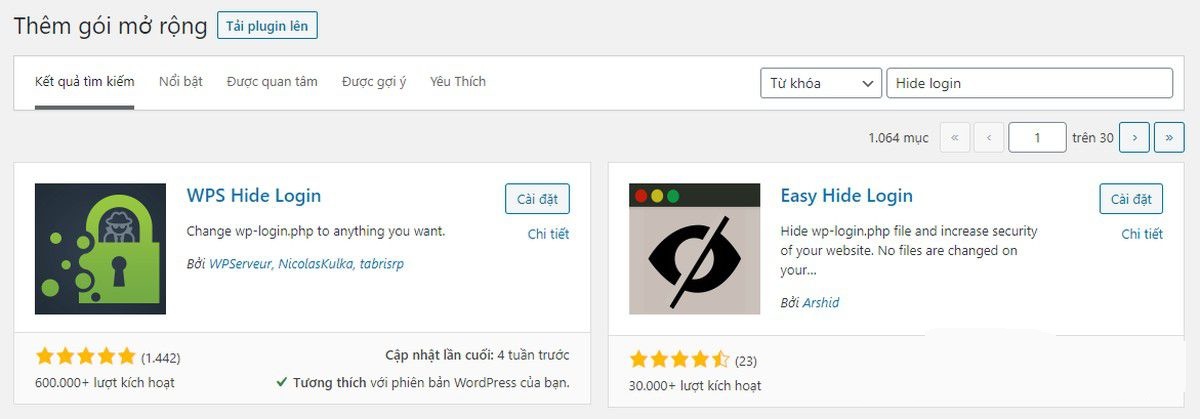 Ẩn liên kết trang quản trị bằng plugin