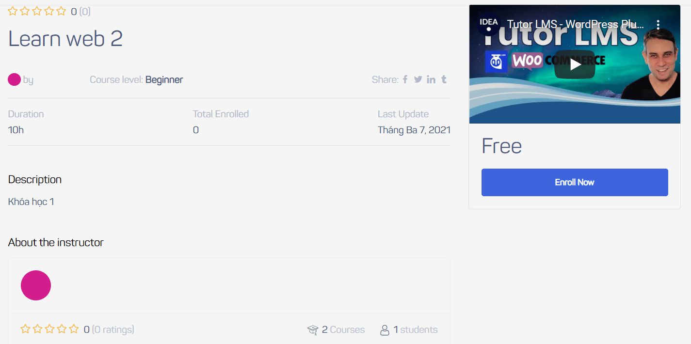 Tạo khóa học với Tutor LMS