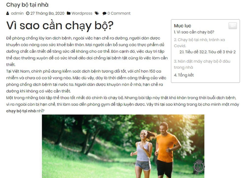 Tạo mục lục cho bài viết trong wordpress