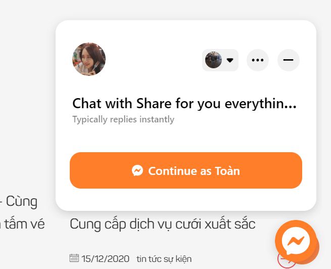 Tích hợp Facebook Messenger chat WordPress